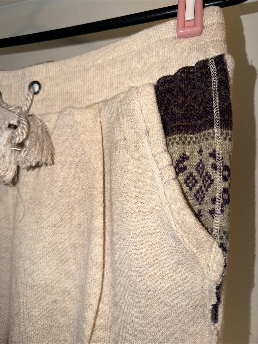 Anthropologie Lilka Ankle Pants, Boho, Pockets, Lightweight Knit, Geometric Trim